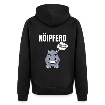 Gelangweiltes Nilpferd / Nölpferd / Keinen Bock - Unisex Premium Bio Zip Hoodie - Schwarz - Hinten - Nico (187cm)