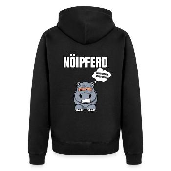 Gelangweiltes Nilpferd / Nölpferd / Keinen Bock - Unisex Premium Bio Zip Hoodie - Schwarz - Hinten - Nico (187cm)