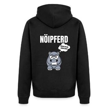 Gelangweiltes Nilpferd / Nölpferd / Keinen Bock - Unisex Premium Bio Zip Hoodie - Schwarz - Hinten - Nico (187cm)