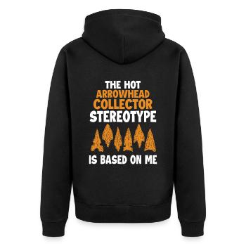 Hot Arrowhead Collector Stereotypes Hunting Tips - Unisex Premium Organic Zip Hoodie - black - Back - Nico (187cm)