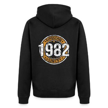 Awesome Since 1982 Retro Vintage Birthday - Unisex Premium Organic Zip Hoodie - black - Back - Nico (187cm)