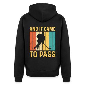 Lustiger Mormonenmissionar LDS Eishockey - Unisex Premium Bio Zip Hoodie - Schwarz - Hinten - Nico (187cm)