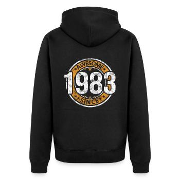 Awesome Since 1983 Retro Vintage Geburtstag - Unisex Premium Bio Zip Hoodie - Schwarz - Hinten - Nico (187cm)