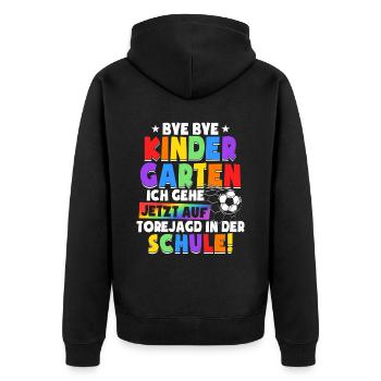 Fußballspieler Einschulung Schulkind Fußballer - Unisex Premium Bio Zip Hoodie - Schwarz - Hinten - Nico (187cm)