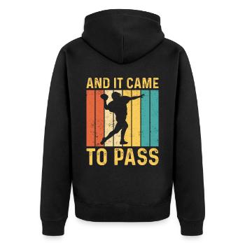Funny Mormon Missionary LDS Soccer - Unisex Premium Organic Zip Hoodie - black - Back - Nico (187cm)