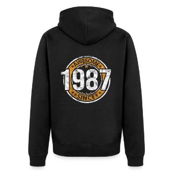 Awesome Since 1987 Retro Vintage Geburtstag - Unisex Premium Bio Zip Hoodie - Schwarz - Hinten - Nico (187cm)
