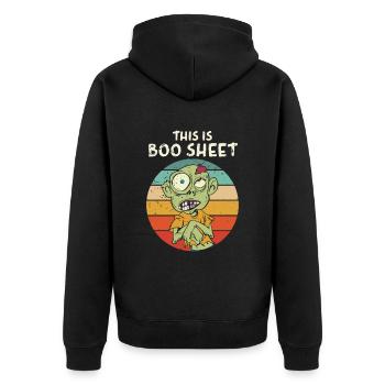 This Is Boo Sheet Zombie Trick Or Treat Halloween - Unisex Premium Bio Zip Hoodie - Schwarz - Hinten - Nico (187cm)