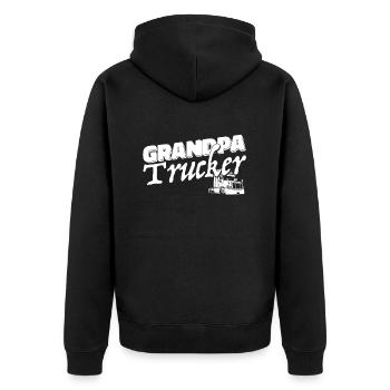 Lkw Fahrer Trucker Lastwagenfahrer Großvater - Unisex Premium Bio Zip Hoodie - Schwarz - Hinten - Nico (187cm)