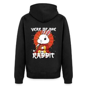 Année du Lapin Nouvel An lunaire chinois - Veste à capuche bio Premium Unisexe - noir - Dos - Nico (187cm)