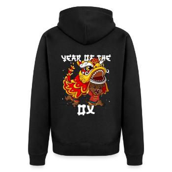 Année du Buffle Nouvel An lunaire chinois - Veste à capuche bio Premium Unisexe - noir - Dos - Nico (187cm)