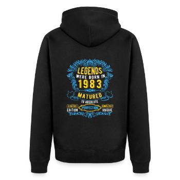 Les légendes sont nées en 1983 Anniversaire - Veste à capuche bio Premium Unisexe - noir - Dos - Nico (187cm)