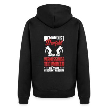 Vermessungstechniker sind perfekt Vermesser - Unisex Premium Bio Zip Hoodie - Schwarz - Hinten - Nico (187cm)