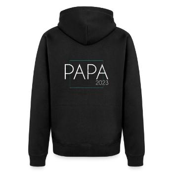 Papa 2023 - Unisex Premium Bio Zip Hoodie - Schwarz - Hinten - Nico (187cm)