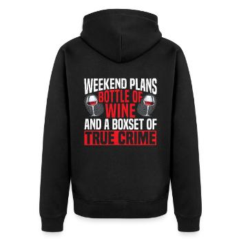 True Crime Documentary Mystery Podcast Wine Lover - Unisex Premium Organic Zip Hoodie - black - Back - Nico (187cm)