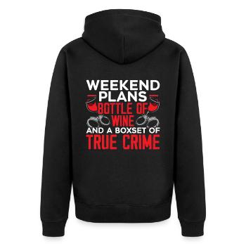 True Crime Documentary Mystery Podcast Wine Lover - Unisex Premium Organic Zip Hoodie - black - Back - Nico (187cm)
