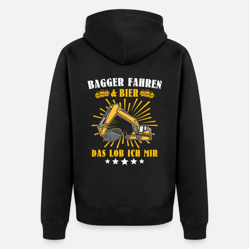 Baggerfahrer Bagger - Unisex Premium Bio Zip Hoodie - Schwarz
