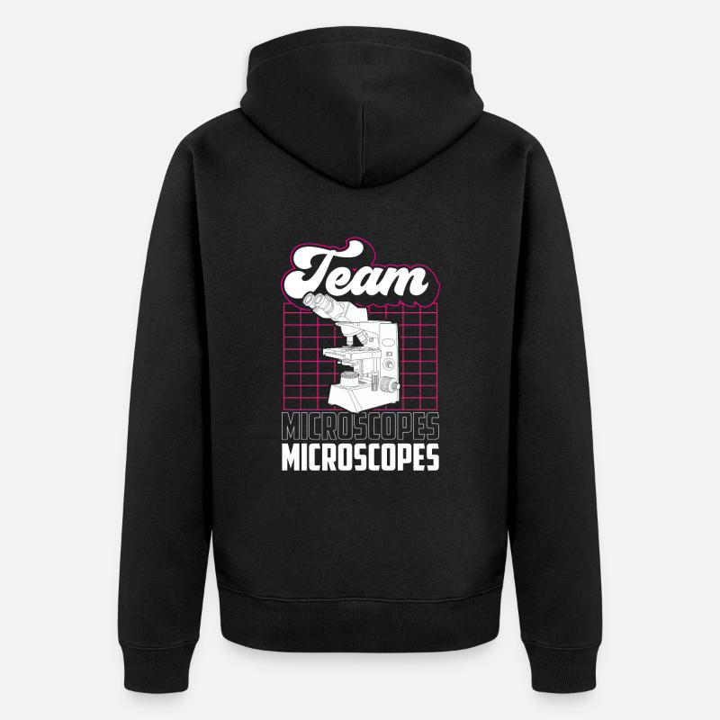 Équipe Microscopes Microscope Dictons Microscopes - Veste à capuche bio Premium Unisexe - noir