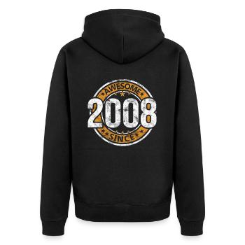 Awesome Since 2008 Retro Vintage Birthday - Unisex Premium Organic Zip Hoodie - black - Back - Nico (187cm)