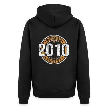 Awesome Since 2010 Retro Vintage Birthday - Unisex Premium Organic Zip Hoodie - black - Back - Nico (187cm)