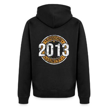 Awesome Since 2013 Retro Vintage Birthday - Unisex Premium Organic Zip Hoodie - black - Back - Nico (187cm)