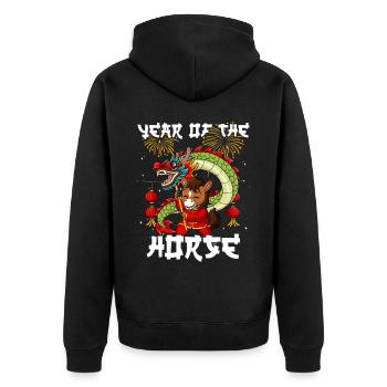 Jahr Des Pferdes Mondneujahrsfest Chinesisches - Unisex Premium Bio Zip Hoodie - Schwarz - Hinten - Nico (187cm)
