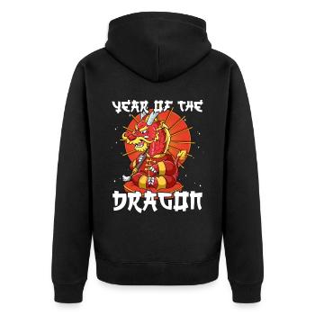 Année du Dragon Nouvel An lunaire chinois - Veste à capuche bio Premium Unisexe - noir - Dos - Nico (187cm)