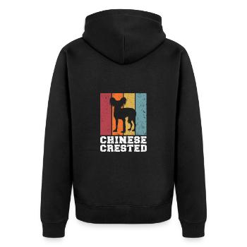 Chinesischer Schopfhund - Unisex Premium Bio Zip Hoodie - Schwarz - Hinten - Nico (187cm)