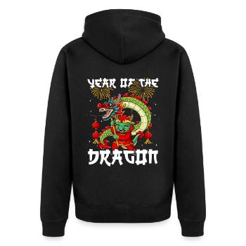 Année du Dragon Nouvel An lunaire chinois - Veste à capuche bio Premium Unisexe - noir - Dos - Nico (187cm)