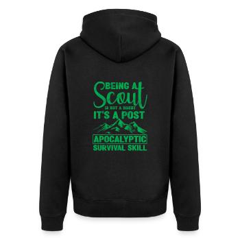 Scout Funny Scouting Camping Scouts - Unisex Premium Organic Zip Hoodie - black - Back - Nico (187cm)