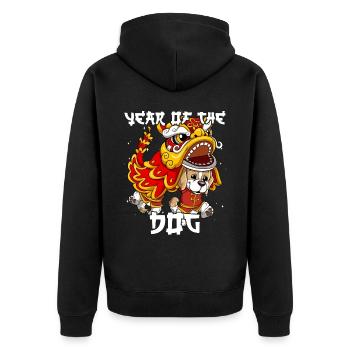 Year of the Dog Lunar New Year Chinese - Unisex Premium Organic Zip Hoodie - black - Back - Nico (187cm)