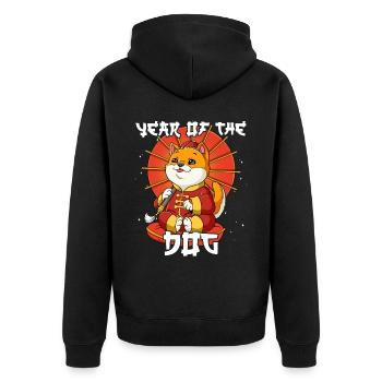 Year of the Dog Lunar New Year Chinese - Unisex Premium Organic Zip Hoodie - black - Back - Nico (187cm)