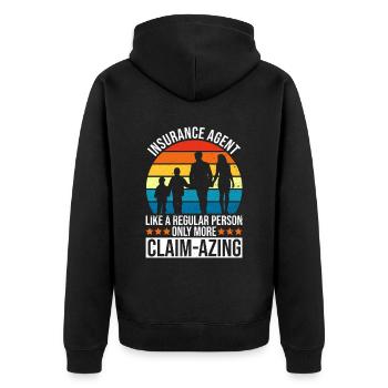 Insurance Agent Design Für Insurance Sales Broker - Unisex Premium Organic Zip Hoodie - black - Back - Nico (187cm)