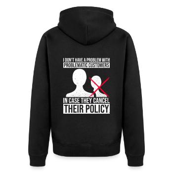 Versicherungsvertreter-design Für - Unisex Premium Bio Zip Hoodie - Schwarz - Hinten - Nico (187cm)