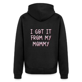 From Mama Gift - Unisex Premium Organic Zip Hoodie - black - Back - Nico (187cm)