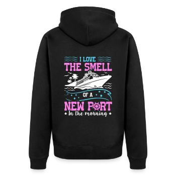 L’odeur d’un nouveau port dans la croisière en bateau du matin - Veste à capuche bio Premium Unisexe - noir - Dos - Nico (187cm)