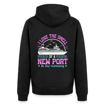 L’odeur d’un nouveau port dans la croisière en bateau du matin - Veste à capuche bio Premium Unisexe - noir - Dos - Nico (187cm)