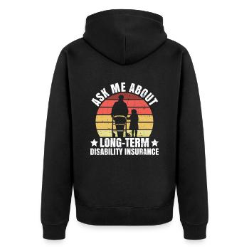 Insurance Sales Agent Design Für - Unisex Premium Organic Zip Hoodie - black - Back - Nico (187cm)