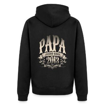 Papa Legend Since 2013 Geschenk für stolze Väter - Unisex Premium Bio Zip Hoodie - Schwarz - Hinten - Nico (187cm)