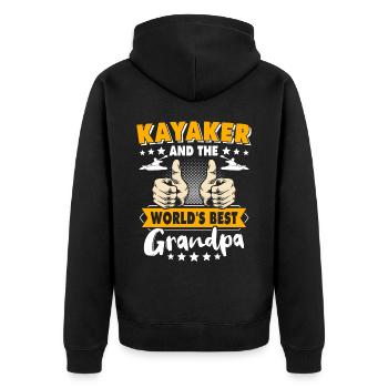 Kayak Opa Kayaking - Unisex Premium Bio Zip Hoodie - Schwarz - Hinten - Nico (187cm)