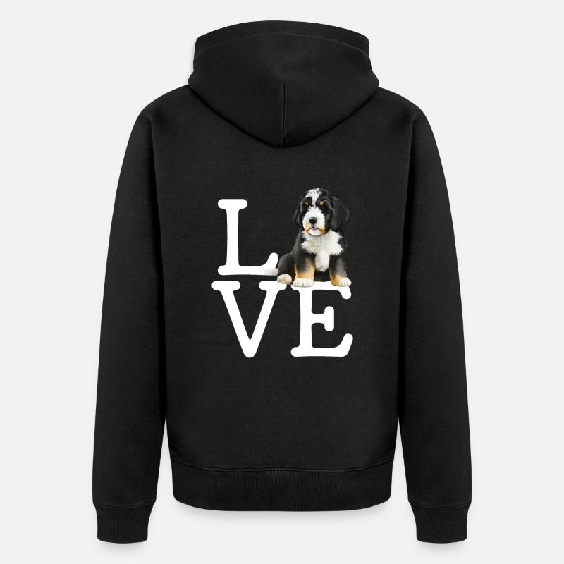 Bernedoodle Amour - Veste à capuche bio Premium Unisexe - noir