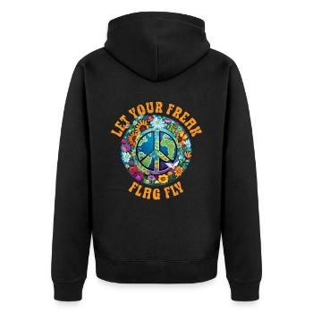 Hippie Peace Sign Peace Flowers Flower Child - Veste à capuche bio Premium Unisexe - noir - Dos - Nico (187cm)