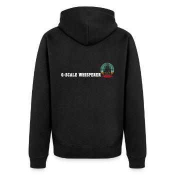 Gartenbahn Flüsterer Garteneisenbahn Spur G - Unisex Premium Bio Zip Hoodie - Schwarz - Hinten - Nico (187cm)