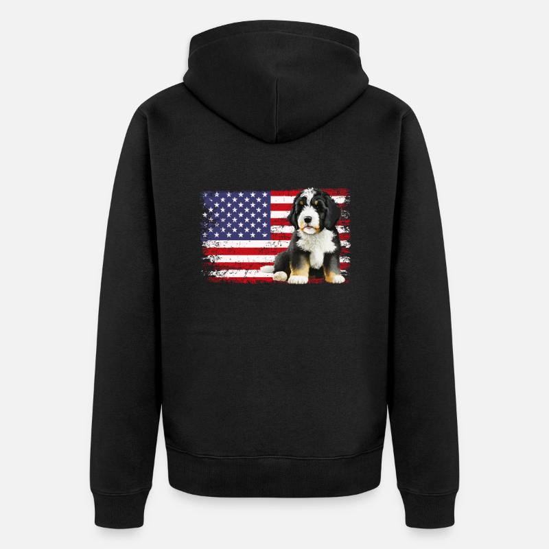bernedoodle drapeau américain - Veste à capuche bio Premium Unisexe - noir
