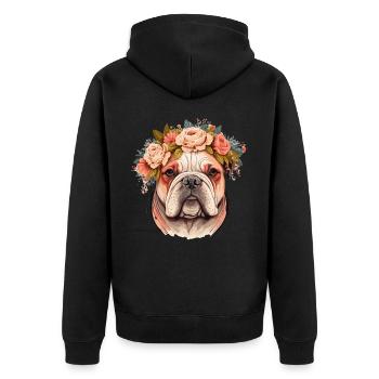 Fleur de bouledogue mignon Couronne Chien de compagnie Race chiot - Veste à capuche bio Premium Unisexe - noir - Dos - Nico (187cm)