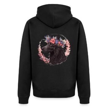Fleur de chien de berger belge mignon Couronne Race de chien de compagnie P - Veste à capuche bio Premium Unisexe - noir - Dos - Nico (187cm)