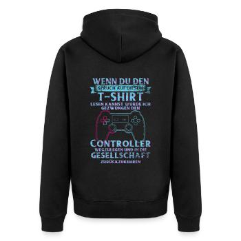 Zocker Geschenk Junge Gamer Controller Zocken - Unisex Premium Bio Zip Hoodie - Schwarz - Hinten - Nico (187cm)