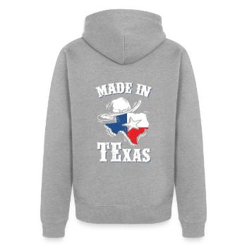 Texas - Unisex Premium Bio Zip Hoodie - Grau meliert - Hinten - Nico (187cm)