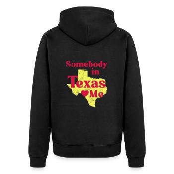 Texas - Unisex Premium Bio Zip Hoodie - Schwarz - Hinten - Nico (187cm)