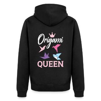 Origami-Königin Papierkunst Origamipapier Japanisc - Unisex Premium Bio Zip Hoodie - Schwarz - Hinten - Nico (187cm)