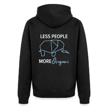 Moins de monde, plus de papier origami, ku japonais - Veste à capuche bio Premium Unisexe - noir - Dos - Nico (187cm)